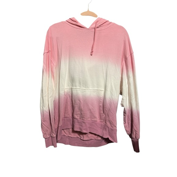 BP. Nordstrom Tie-Dye Ombre Stripe Hoodie Sweatshirt Pink Front Pocket Size M - Picture 2 of 6